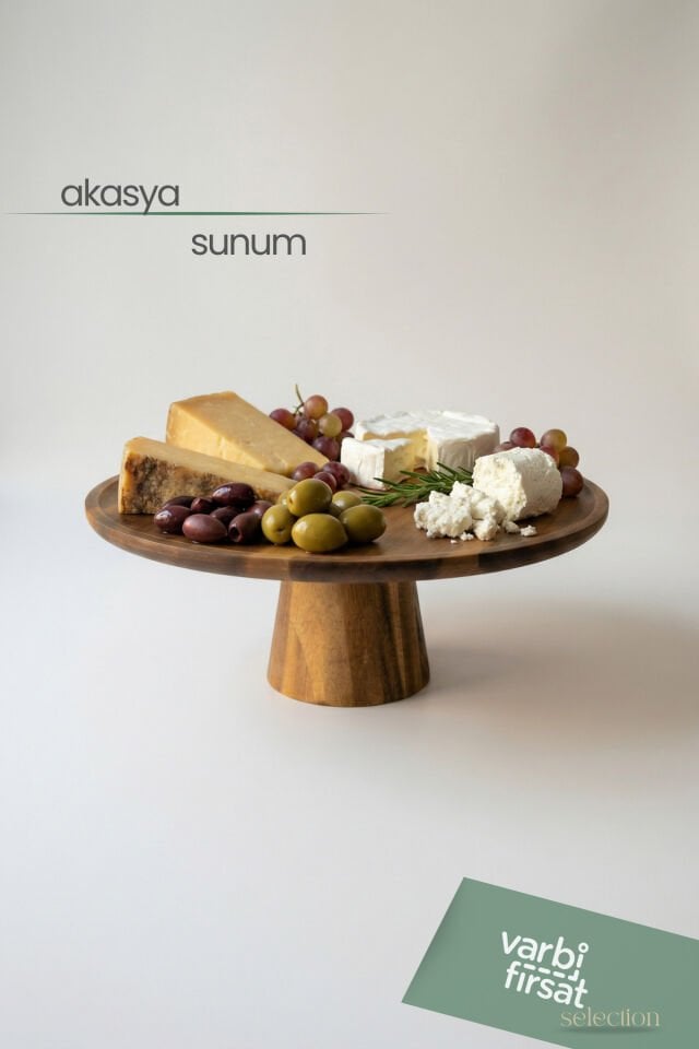 Akasya Ayaklı Sunumluk – Servis Standı / 28 cm