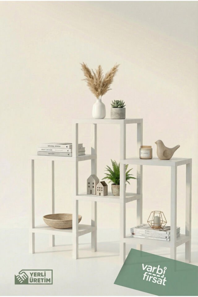 Piramit 6 Lı Plastik Raf Ünitesi, Çiçeklik, Banyo, Mutfak Rafı, Ayakkabılık, Kitaplık