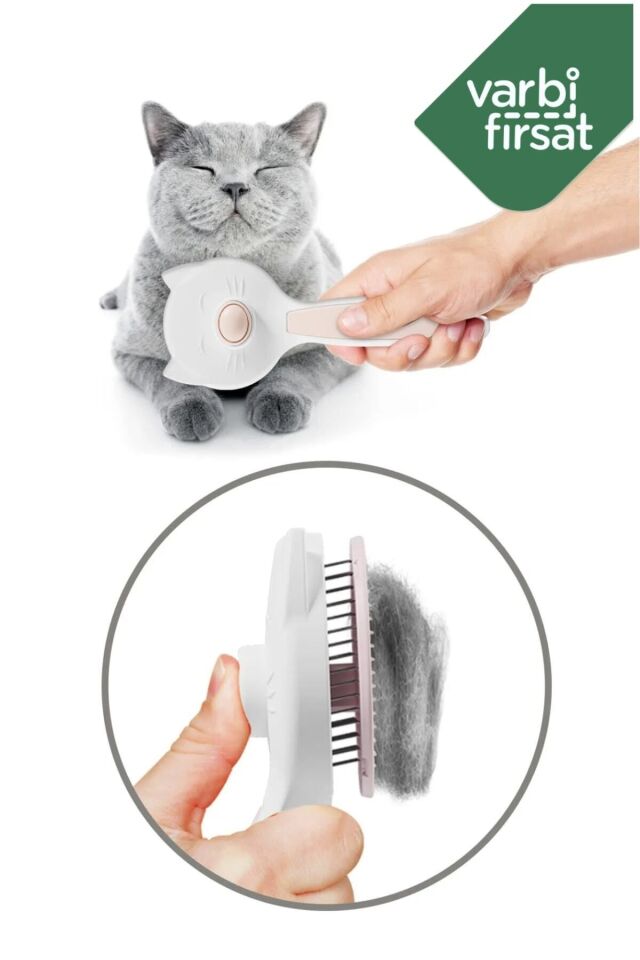 Otomatik Temizlenen Tuşlu Evcil Hayvan Fırçası Kedi Köpek Tüy Toplayıcı Tarak